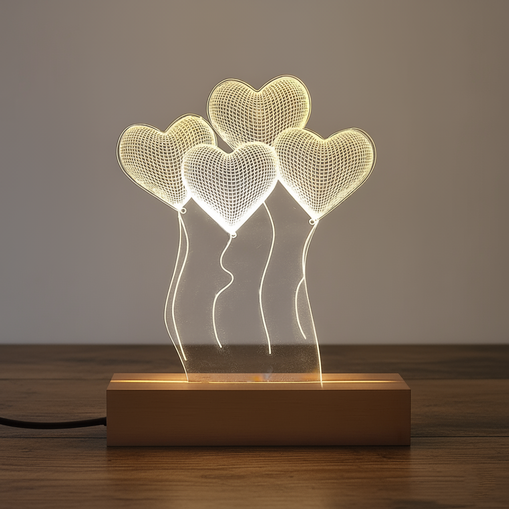 Heart Balloon LED Acrylic Lamp