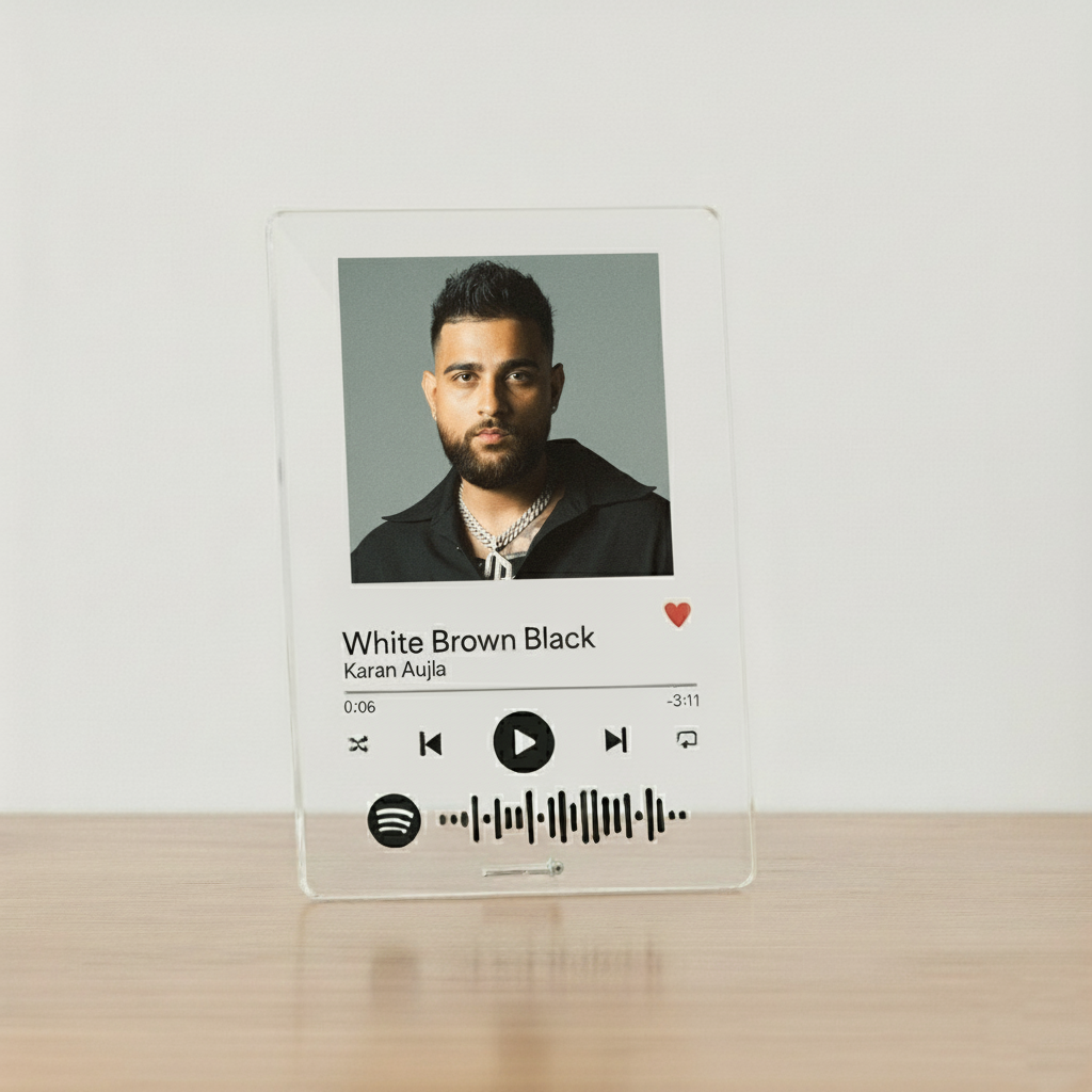 White Brown Black Spotify Plaque