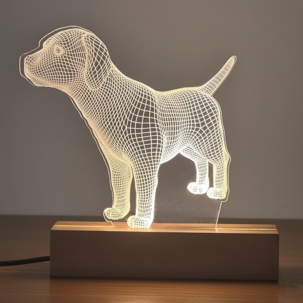 Wireframe Pup LED Acrylic Lamp