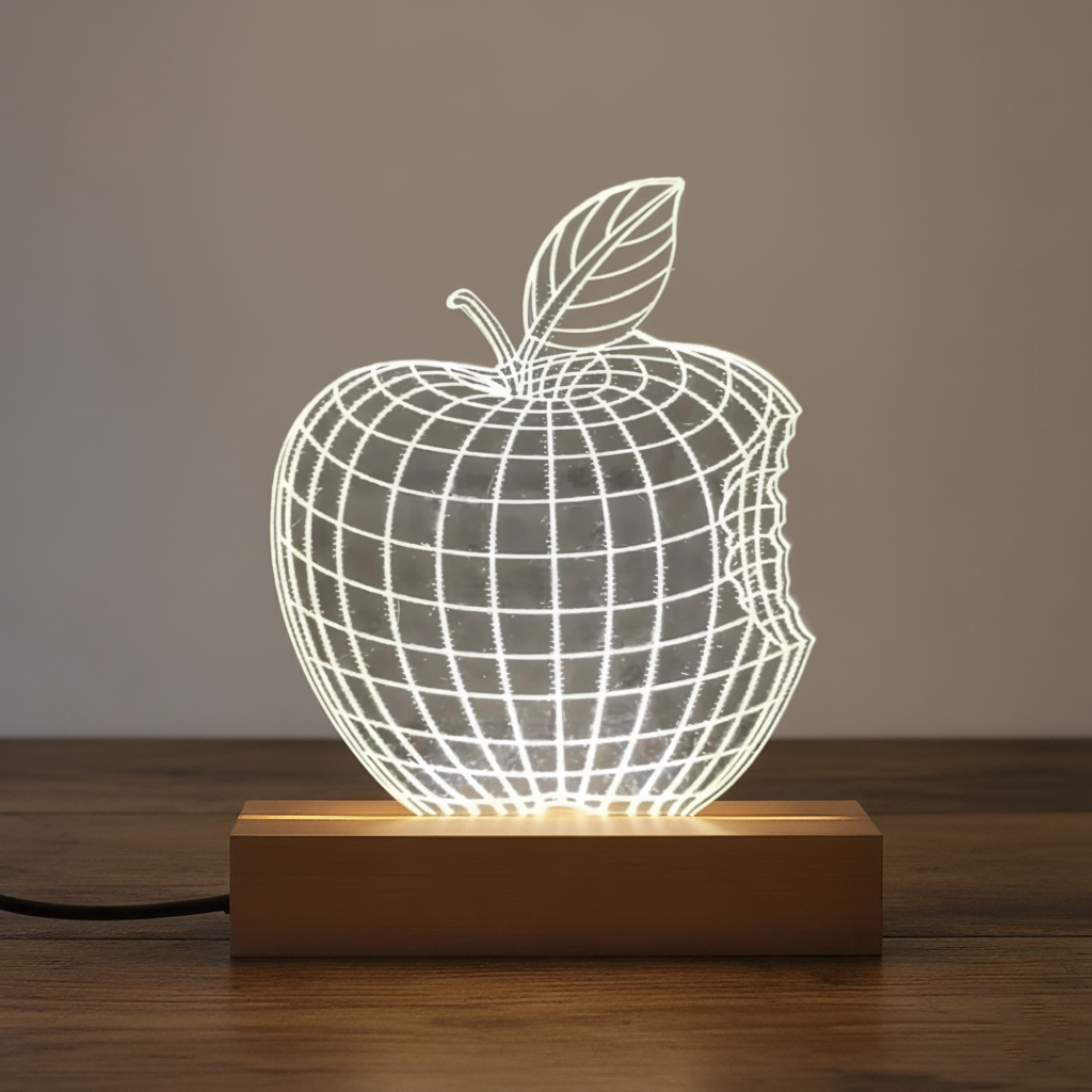 Grid Apple LED Acrylic Lamp