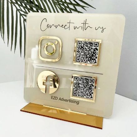 Custom Acrylic Social Media and QR Code Sign