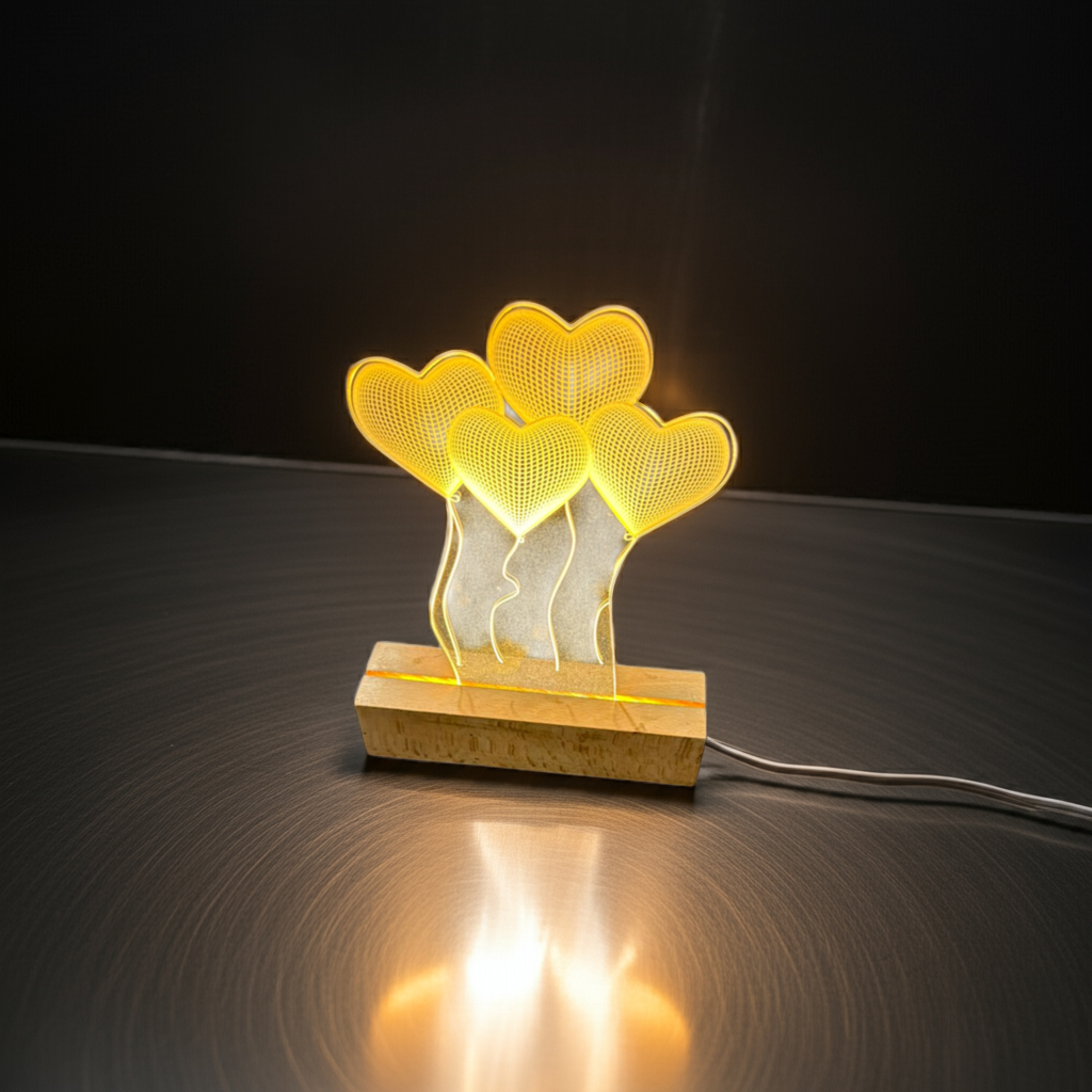 Heart Balloon LED Acrylic Lamp